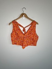 Top donna Y2K Babydoll asimmetrico Fairy Boho Festival arancione XL