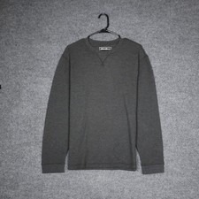 Eddie Bauer Mens Long Sleeve Thermal Knit Crew Neck Shirt Size Large Gray