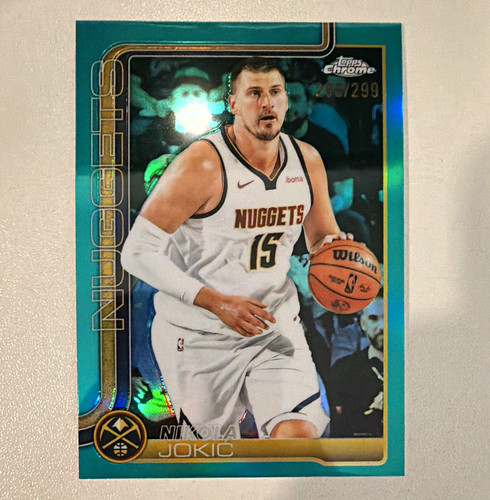 Topps 2025-26 Chrome Teal Refractor /299 Nikola Jokić Nuggets #25