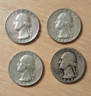 LOT OF X 4 SILVER QUARTERS - PRE 1965 -- 90% SILVER WASHINGTON QUARTERS - SWEET!