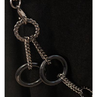Gun Metal Black Acrylic Hoop Chain Link Belt Up to 48\