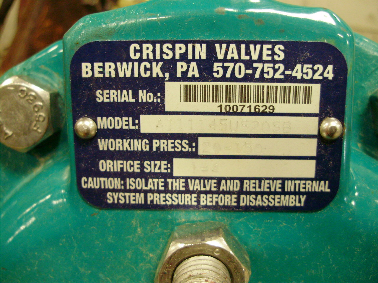 Crispin Air Release Vent & Vacuum Break Valve, US20SB, 2" NPT Ports, 20