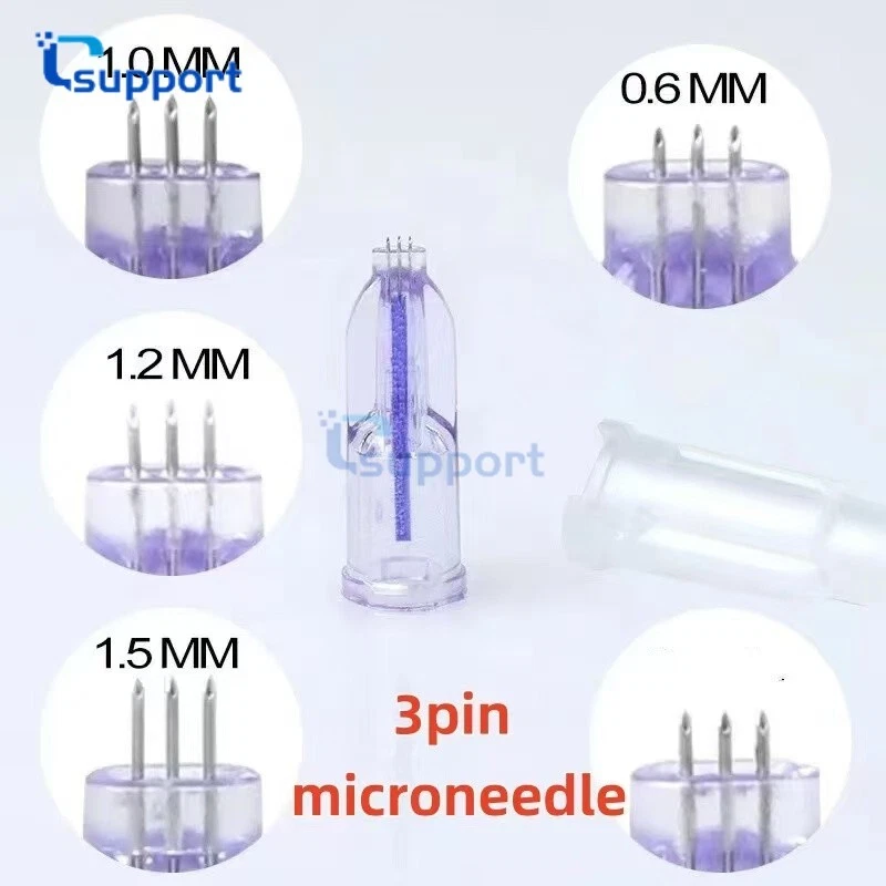 Microneedles de cristal 34G 3 pines/punta de agujas antienvejecimiento ojos líneas de cuello cuidado de la piel Foto 2 de 4