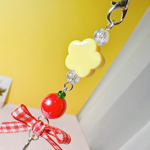 Red Plaid Ribbon Spoon Mobile Phone Chain Pendant Keychain Lanyard Camera Chain - Zdjęcie 6 z 7