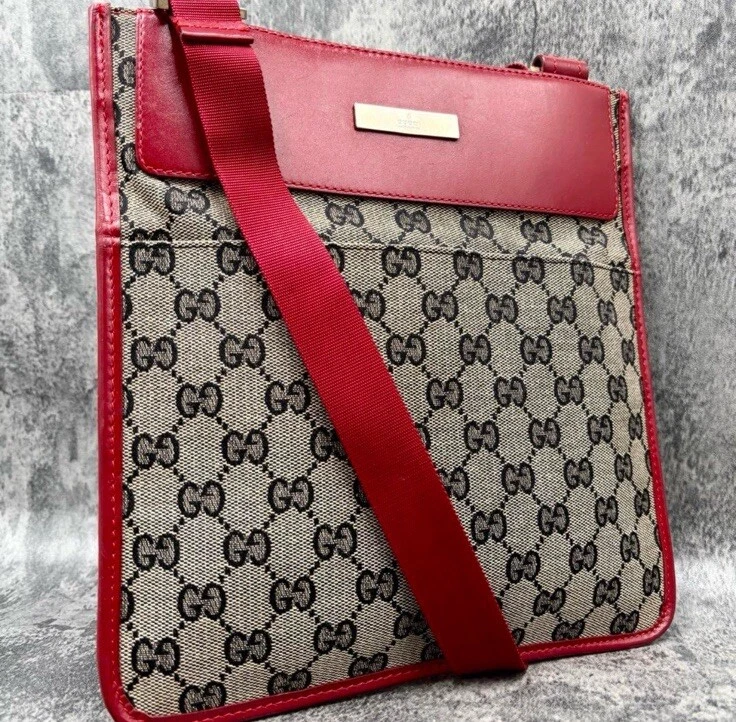 Authentique sac bandoulière GUCCI sacoche GG toile rouge