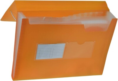 Akkordeonordner A4 Datei Organizer Aktentasche Dokumententasche Orange mit Gummi