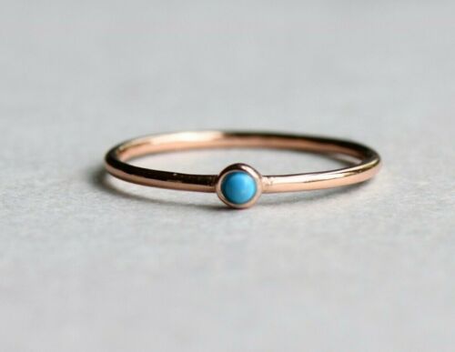 14k Rose Gold Vermeil Ring, Turquoise Ring, 925 Sterling Silver Ring - Picture 1 of 8