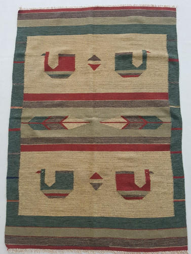 Vintage Handmade Traditional Navajo Swedish Kilim Floor Rug Carpet 163x112 cm