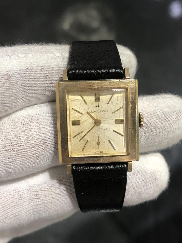 Hamilton Rectangular Design Gold Tone Stainless W… - image 1