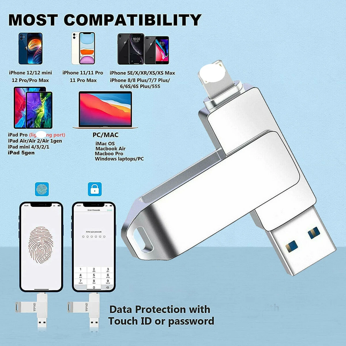 USB Drive Memory Stick for iPhone 12 11 X iPad Laptop PC Storage | eBay