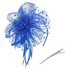 Fascinators for Women Tea Party Hat Kentucky Derby Hats Flower One Size Blue