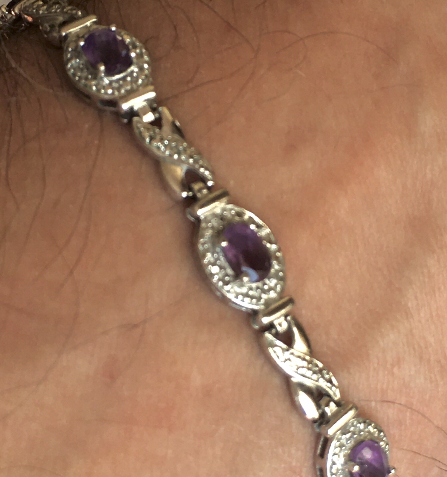 Gem Set Bracelet Solid 925 Sterling Silver Synthe… - image 10