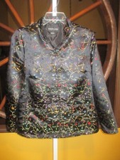 Robert Lewis S / 6 Black Silk Embroidered Knot Buttons Asian Style Jacket