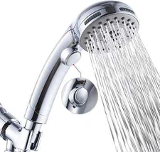 SHOWER HEAD High Pressure Handheld Spray Hose on off Switch 6 Settings CHROME