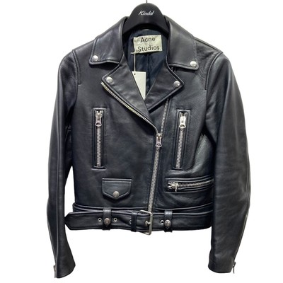 Acne Studiosmock Leather Double Rider Jacket 1Az166 Black Size 32 