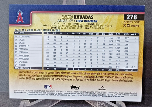 2025 Topps Series 1 Niko Kavadas #278 - SSP Golden Mirror Image Variation - RM73 - Bild 2 von 2