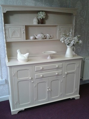 Welsh Dresser Very Large Solid Oak In Laura Ashley Ivory Cream