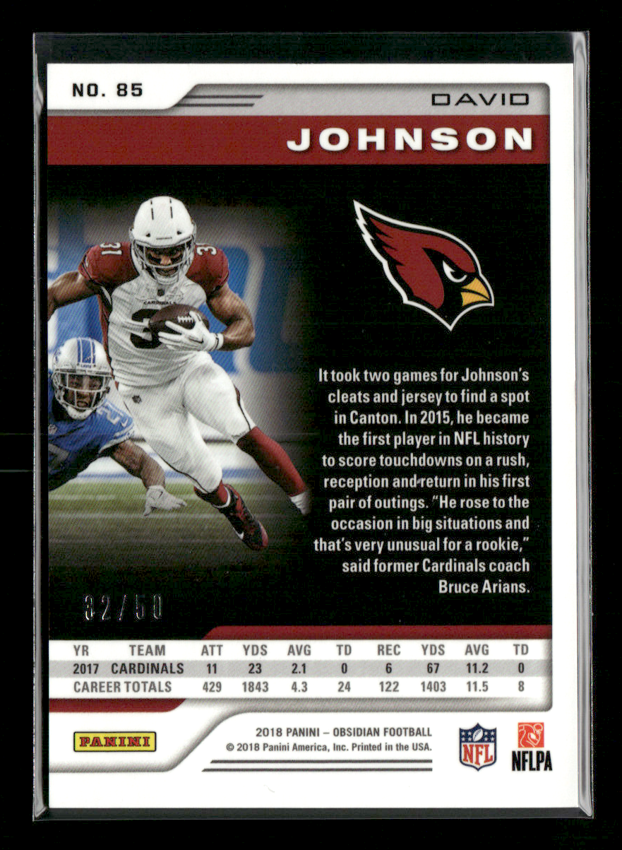 2018 Panini Obsidian 85 David Johnson Electric Etch Orange /50 eBay