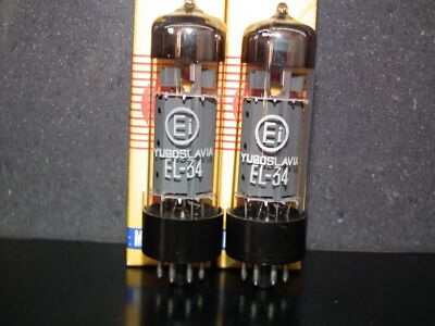 EL34 6CA7 EI Yugoslavia NOS NIB Platinum Matched pair STAPLED