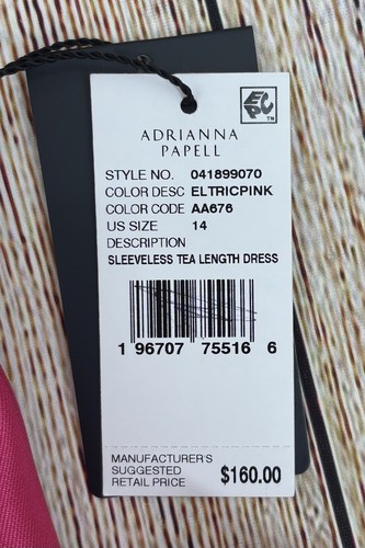 Adrianna Papell Mikado Pink Fit & Flare Dress Size 14 Tea-Length Sleeveless NWT - Picture 7 of 12