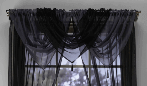 Plain Tasseled Voile Swags All Colours - Net Curtains Voile Swag Valance Pelmet - Picture 27 of 71
