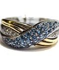925 14k yellow gold .07ct VS G diamond blue topaz gemstone ring 6.3g 7 — photo 1