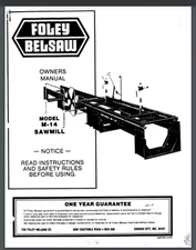 Foley Belsaw M-14 Sawmill Instruction Assembly Operator & Parts Manual 78 pages