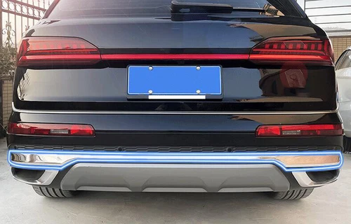 Fit For Audi Q7 2020-2023 Silver Titanium Rear Bumper Protector Lower Strip 1PCS - Picture 3 of 7