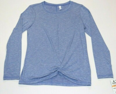 Ideology Knot-Front Long Sleeve Top Cosmic Cobalt