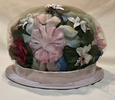 Vintage Valerie Mode Easter/Church/Derby/Wedding Hat Pink Silk Flowers  Millinery
