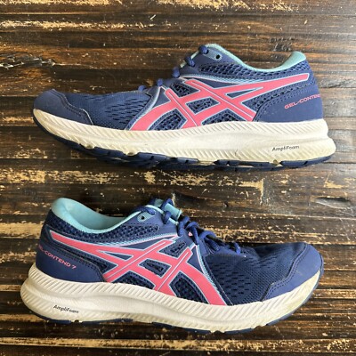 Asics Gel Contend 7 Womens Size 8 Blue Pink Running Shoes Sneakers