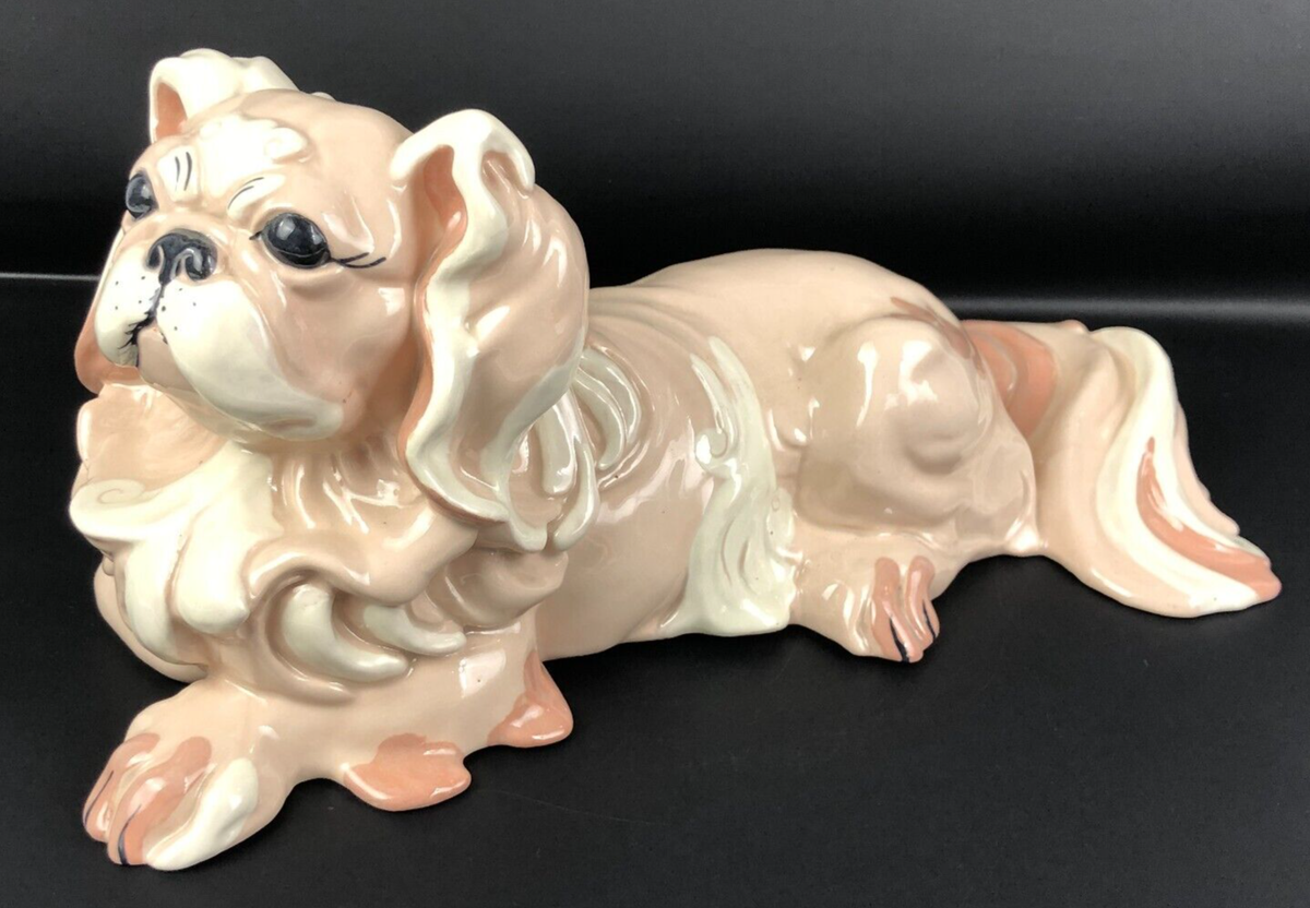 Vintage 40s CALIFORNIA KAY FINCH PEKINGESE DOG PINK MAUVE Figure