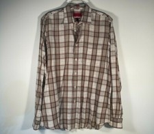 Hugo Boss Multi-Color Checker Print Long Sleeve Button Front Shirt Men Size L