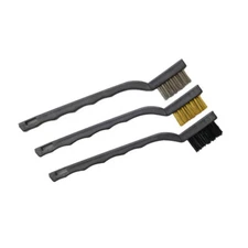 7in Mini Wire Detail Brush 3pc Set – Nylon, Brass, Stainless Steel