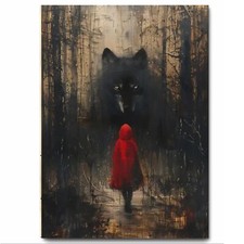 Little red Riding Hood Gothic Wall Artwork Printed on Sheet Metal Plate