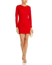 Aqua Red Draped Long Sleeve Mini Sheath Dress L29905 Womens Size S