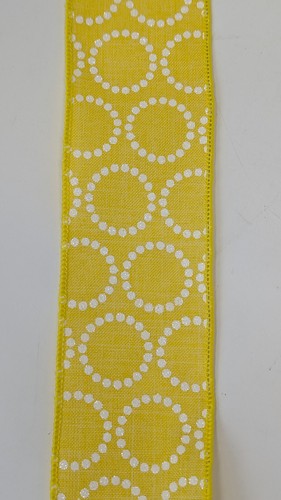 Wired Yellow Pearls Beads Canvas Glitter Ribbon New 2.5" x 10 yds + 9yds Extra - Picture 2 of 6