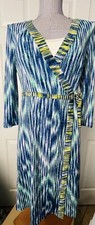 BCBGMAXAZRIA Womens Green Opal Wrap Dress V-neck Jersey 3/4 Sleeve Size Small