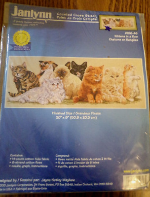 SU25 NEW JANLYNN ''KITTENS IN A ROW'' #106-46 COUNTED CROSS STITCH KIT