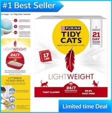 Clumping Cat Litter Multi-Cat 17 lb Lightweight Low Dust Clean Linen Scented