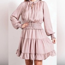 New Easel Carmela Satin Dress Pink Nude Size ...