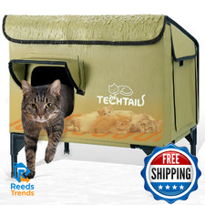 Heated Outdoor Cat House for Outside Winter, Insulated Weatherproof Cat Shelter