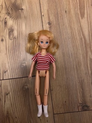 Vintage 9'' Hong Kong W.S. Puppe blonde blaue Augen Gelenkbeine 60er Jahre