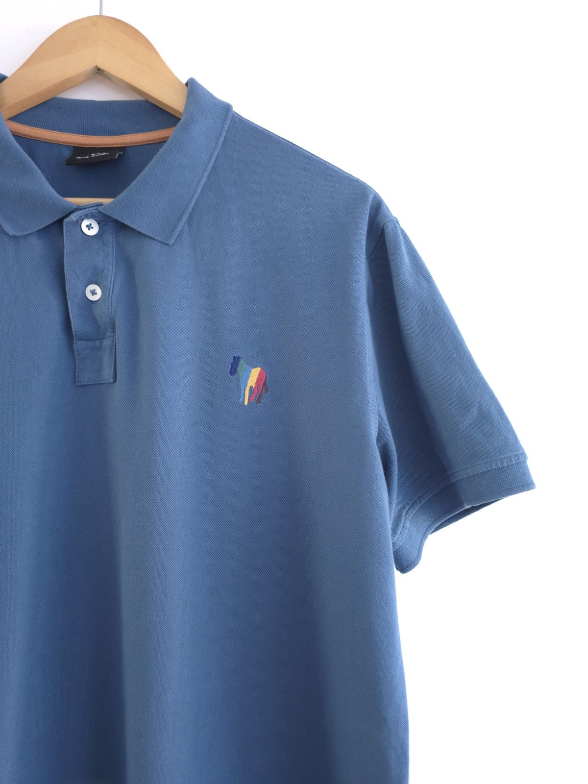 Paul Smith Mens Blue Short Sleeve Polo Shirt Logo Embroided Zebra - Size XL image 3