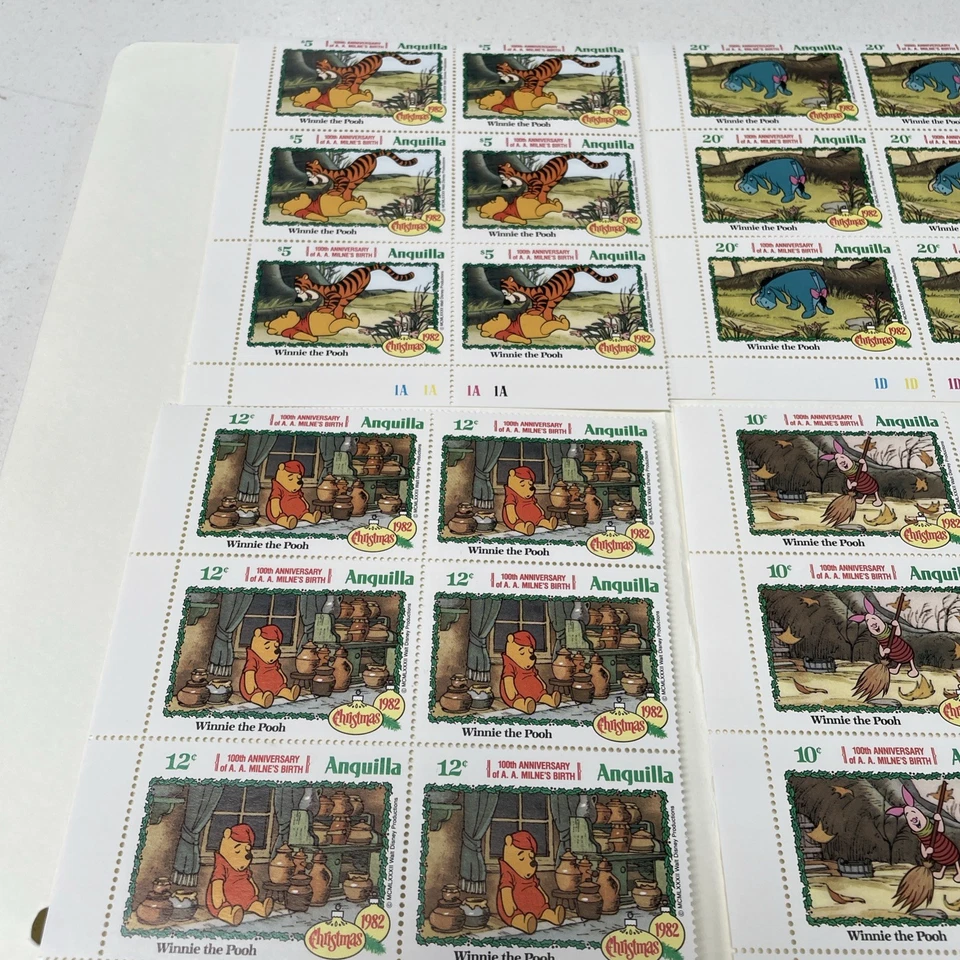 1982 Anguilla Winnie the Pooh Stamps blocks. Total of 54 stamps. MNH - Image 2 of 4