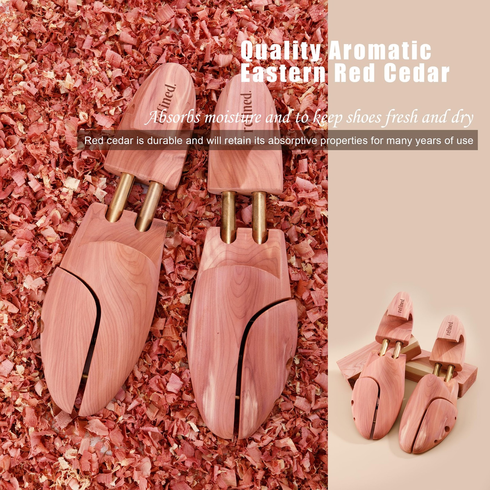 Men's Red Cedar Wooden Shoe Trees with Twin Tubes Aromatic Wood Size 6-16