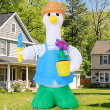 5FT Summer Inflatables Gardener Duck Yard Decor with Leds Built-In Leds and Ga
