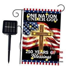 250th Anniversary Lighted America Garden Flag,Solar LED Burlap 250 Anniversary