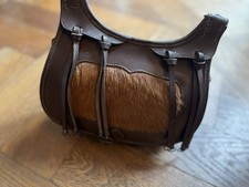 Jagdtasche Patronentasche Leder Fell mit Hühnergalgen Jäger Tracht Jagd Tasche