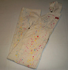 Rare Vintage Dickies White Y2k Painters Overalls Neon Paint Splatter 32X34